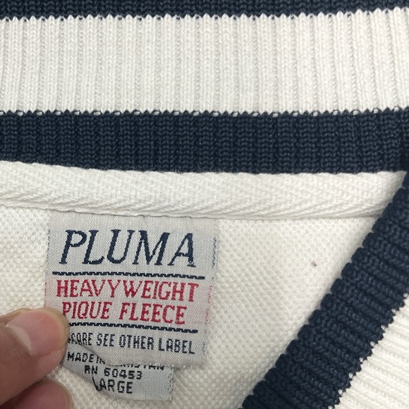 Vintage Pluma Sweatshirt Women’s Large White Navy Streetwear Heavyweight Casual - Picture 3 of 8